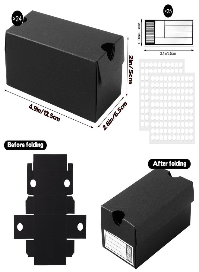 Foxtell 24 Pack Mini Sneaker Boxes for Party Favors 4.7 x 2.5 x 2 Inch Mini Shoe Gifts Boxes for Candies Cookies Snacks Sports Small Gift Case with Label for Wedding , Holiday, Birthday Party Favor (Black) - Image 2